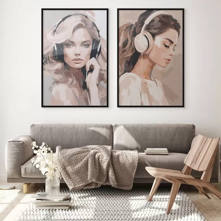 fotószőnyeg Portré egy fejhallgatóval rendelkező lányról d01192