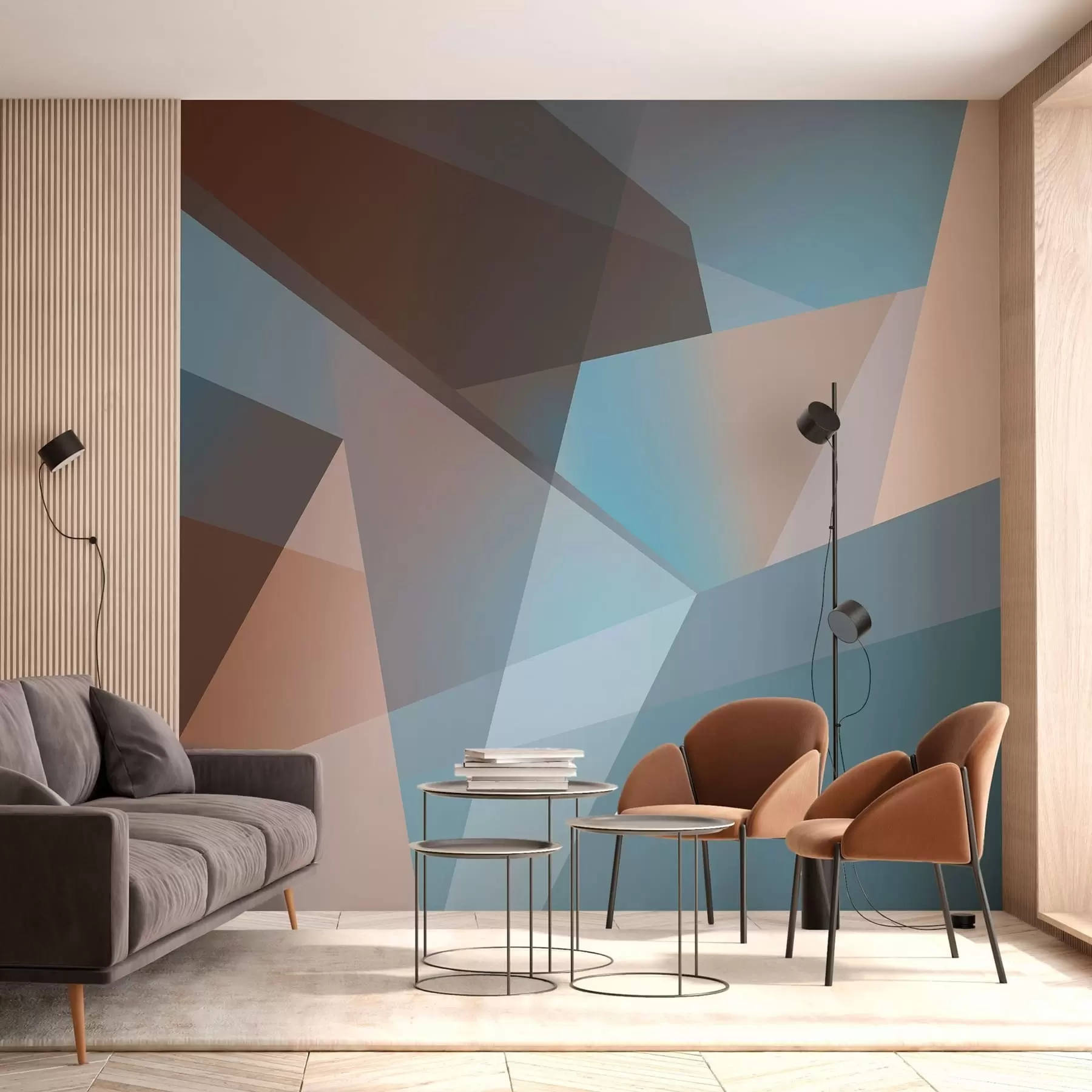 fotószőnyeg absztrakt geometria kék és barna árnyalatokban w05064