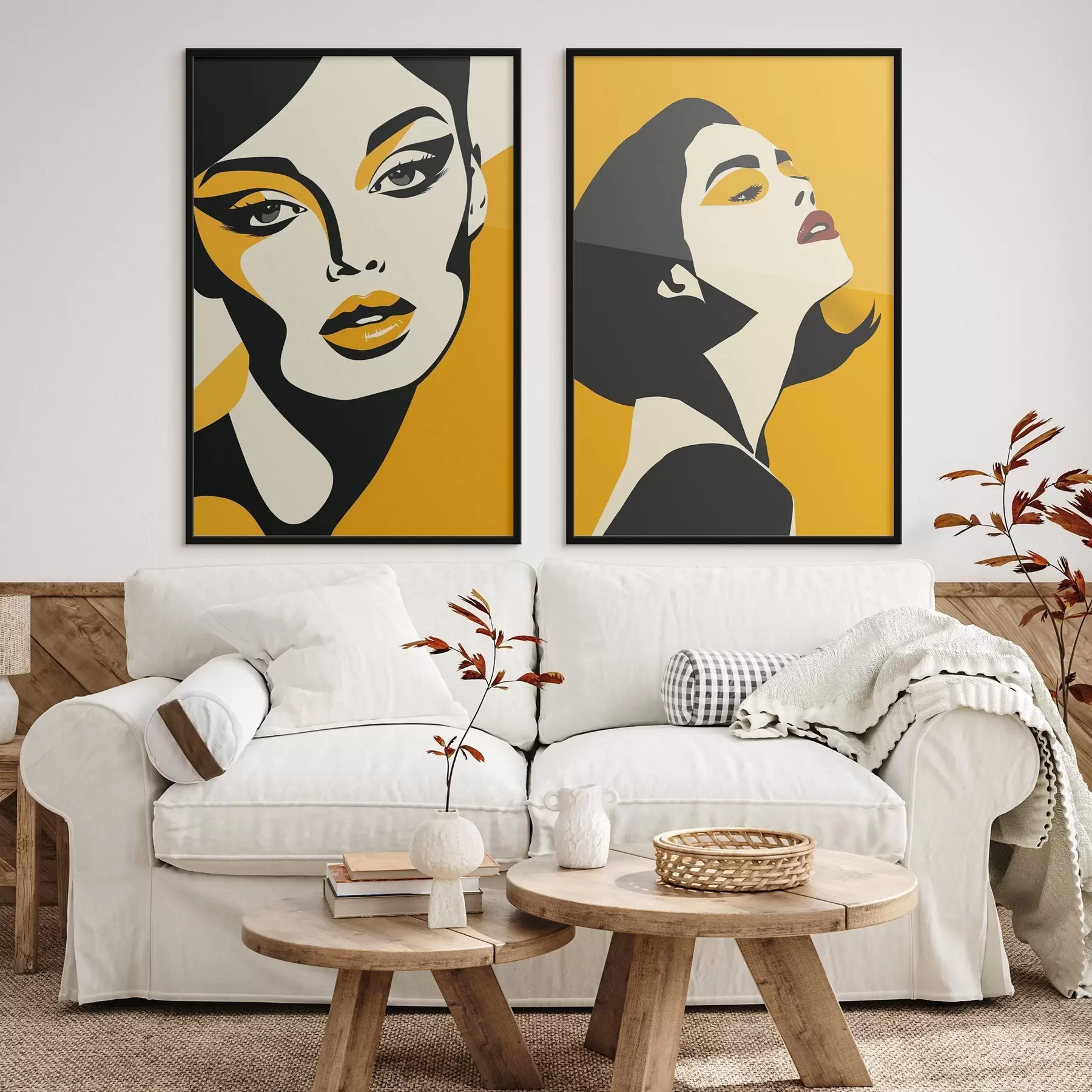 fotószőnyeg Női portré sárga tónusokban d01229