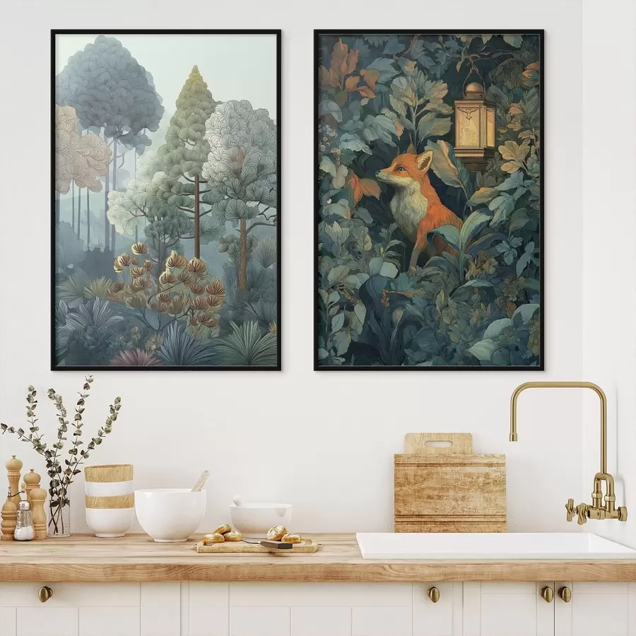 fotószőnyeg Egy aranyos róka egy mesebeli erdőben d01248