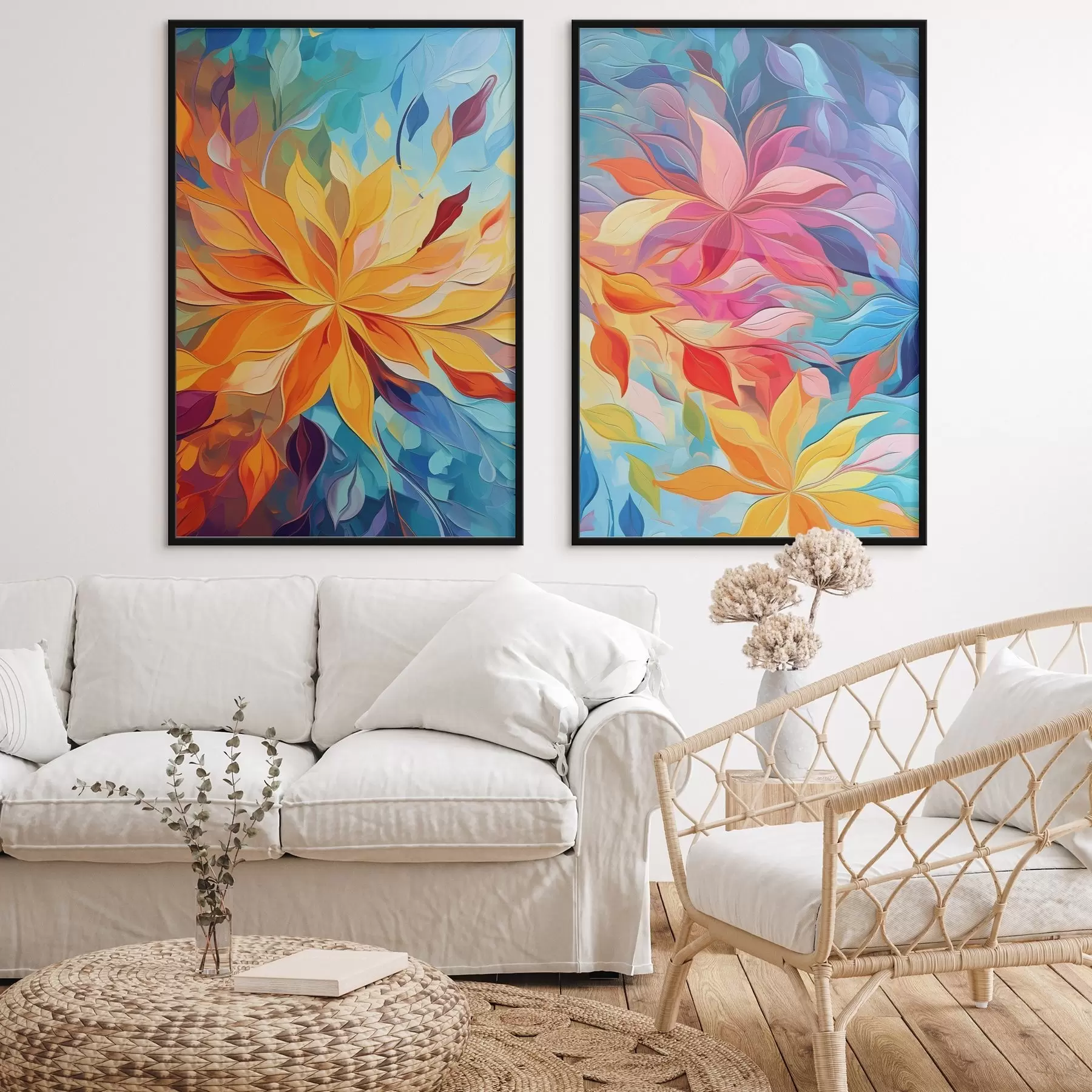 fotószőnyeg Absztrakt, élénk virágok, olajfestmény utánzat d01252