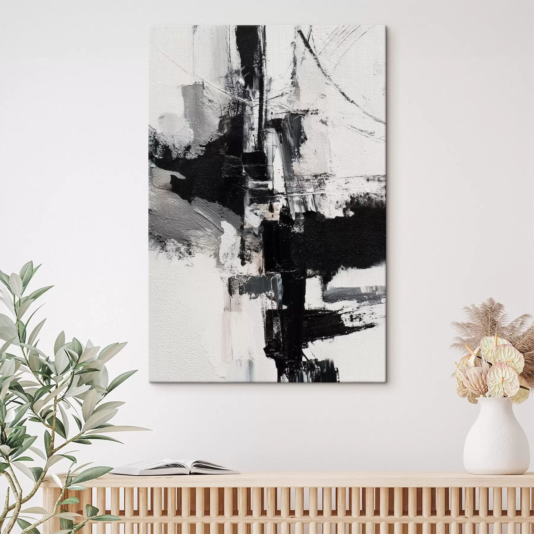 fotótapéta Texturált illusztráció kontrasztos fekete és szürke ecsetvonásokkal, olajfestmény stílusban s47091