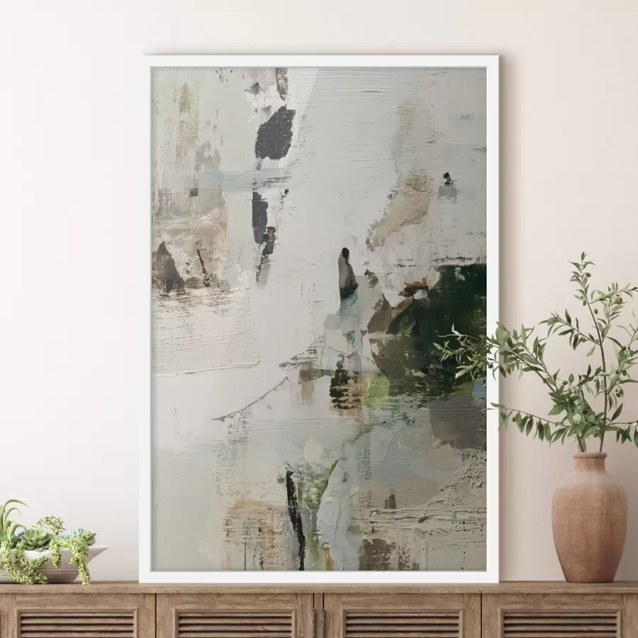 fotószőnyeg Absztrakt kompozíció pasztell tónusokban, sötétzöld akcentussal, olajfestmény stílusban f46960