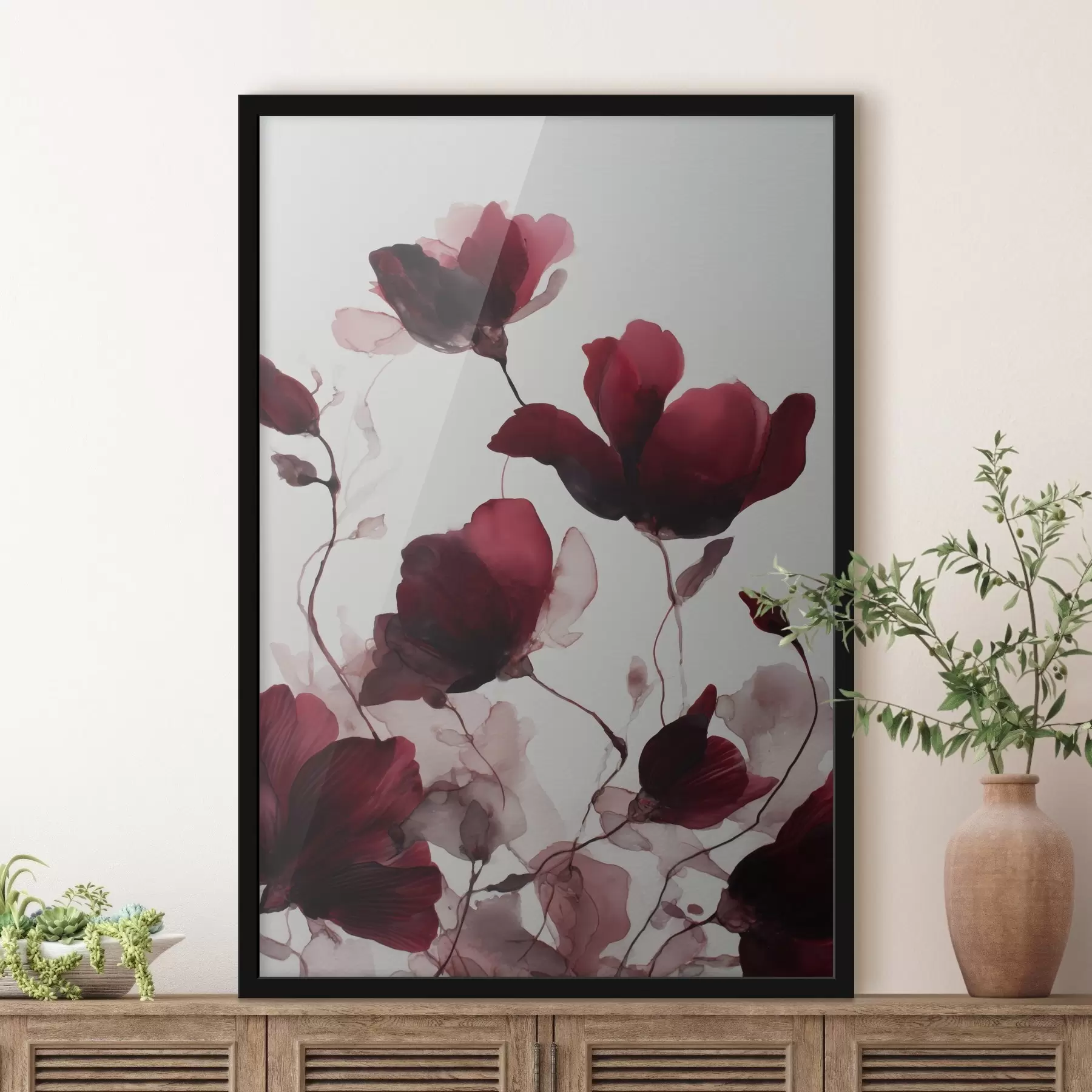 fotószőnyeg Finom pipacsok homályos effektussal, akvarell harmonikus stílusban f46962