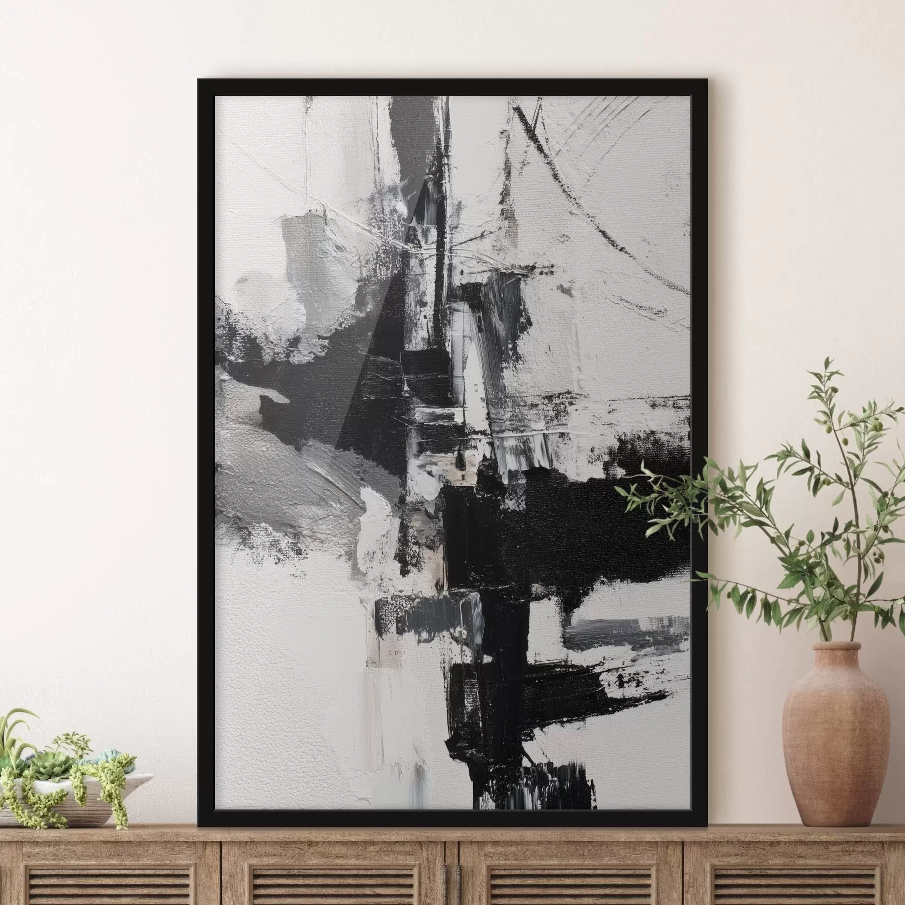 fotószőnyeg Texturált illusztráció kontrasztos fekete és szürke ecsetvonásokkal, olajfestmény stílusban f47091