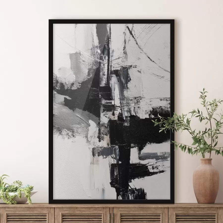 fotószőnyeg Texturált illusztráció kontrasztos fekete és szürke ecsetvonásokkal, olajfestmény stílusban f47091