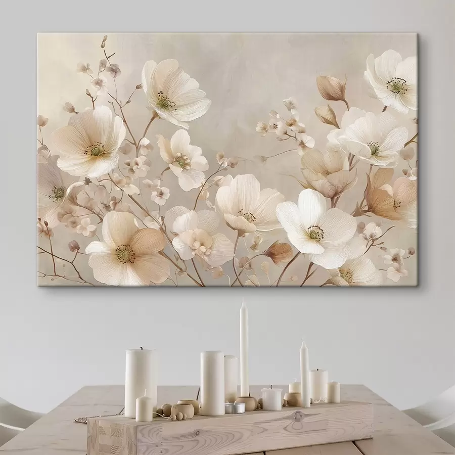 fotótapéta Nagy virágok világos háttéren s47650