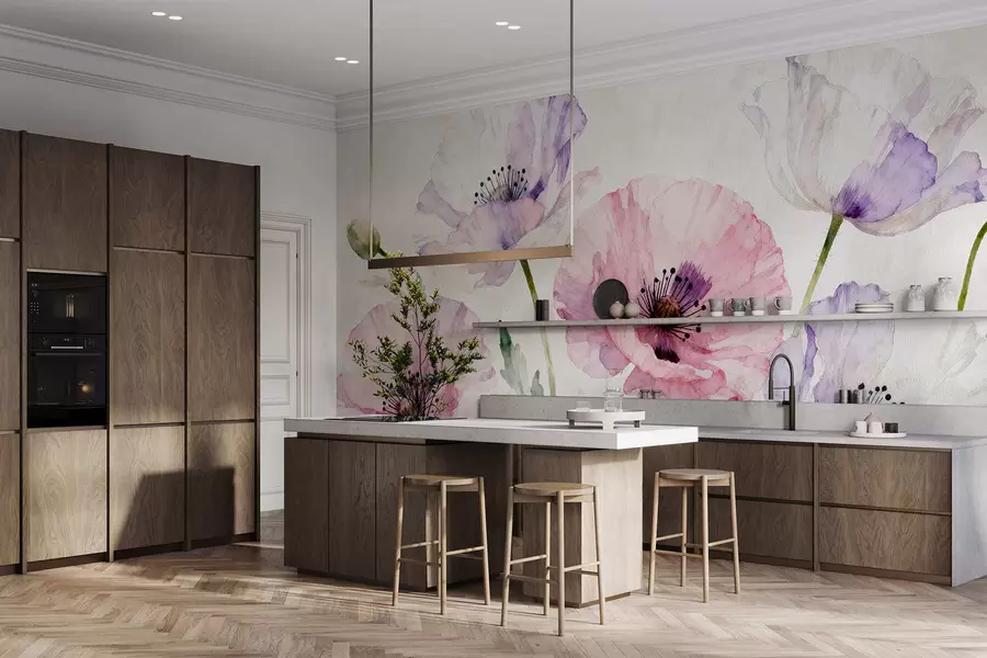 fotószőnyeg Akvarell pipacsok w05174