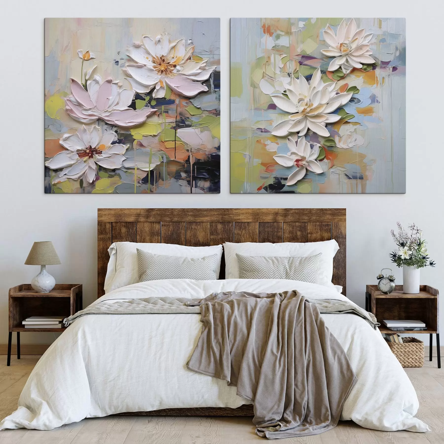 fotótapéta Absztrakt lótuszvirágok, utánzat festmény m01295