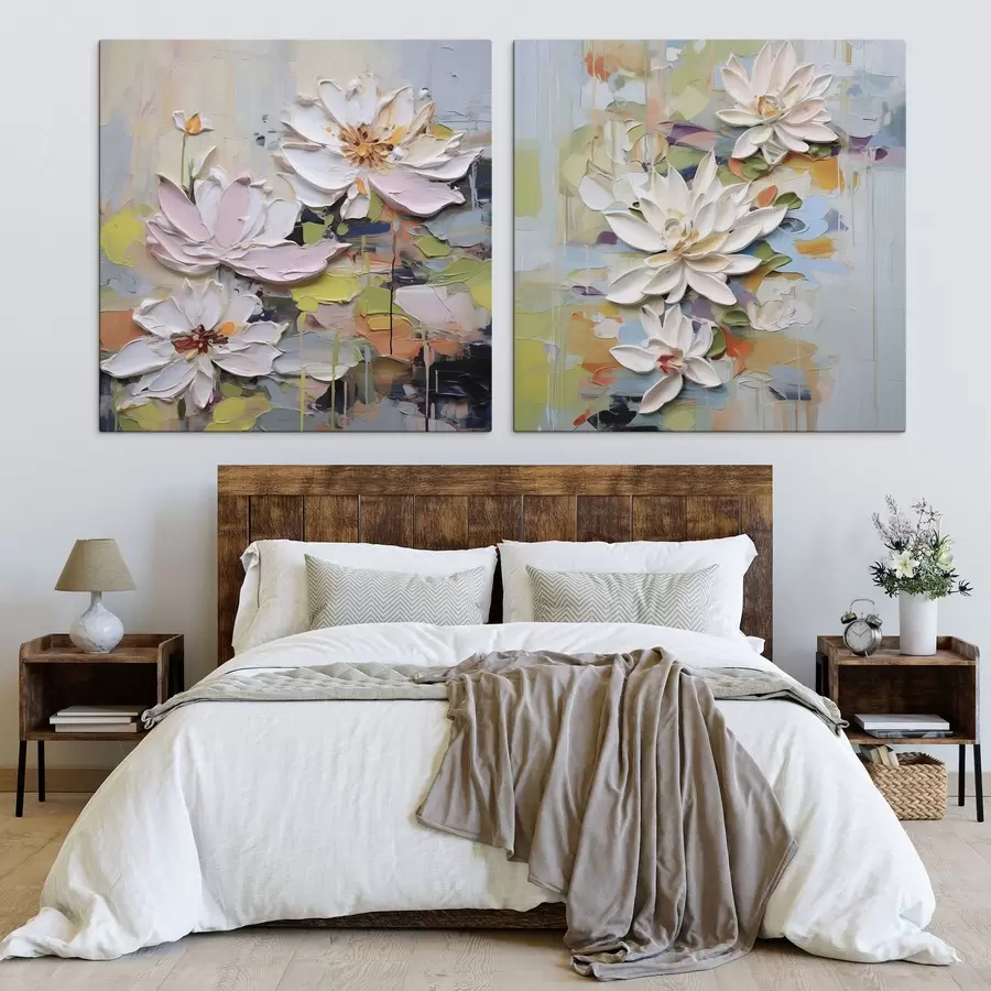 fotótapéta Absztrakt lótuszvirágok, utánzat festmény m01295