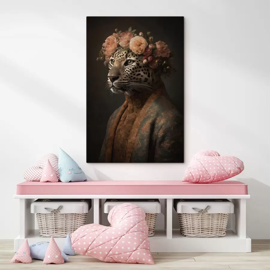 fotótapéta Leopárd virágokkal s47737