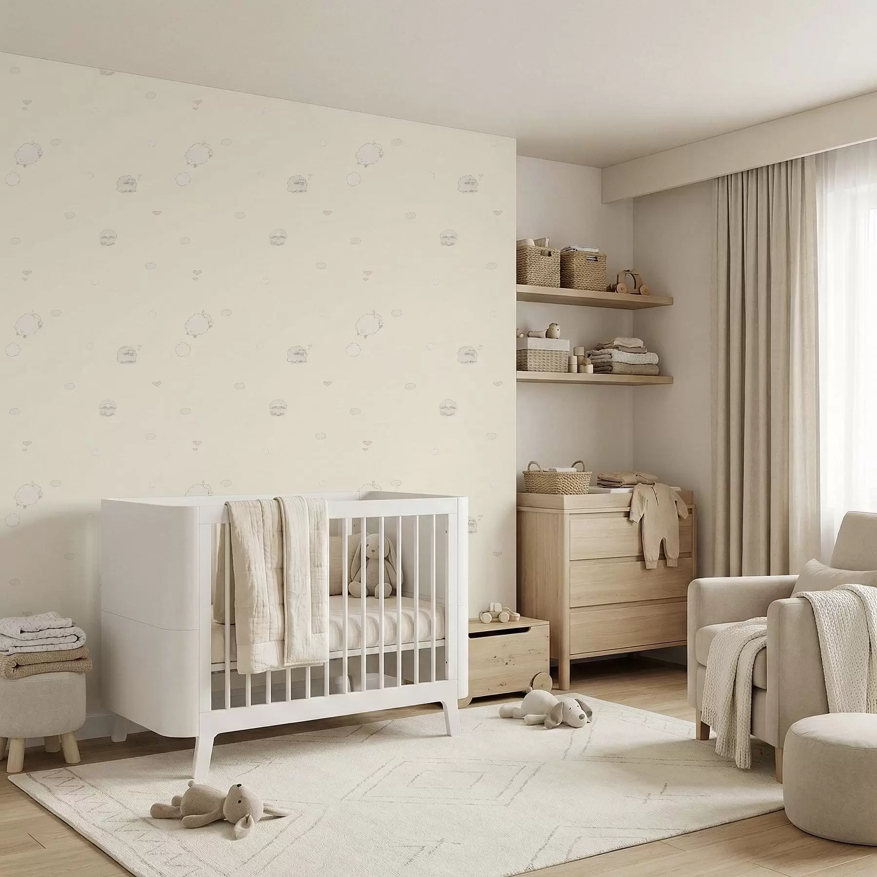 fotószőnyeg Cuki minta bárányokkal és kis szívekkel a01109