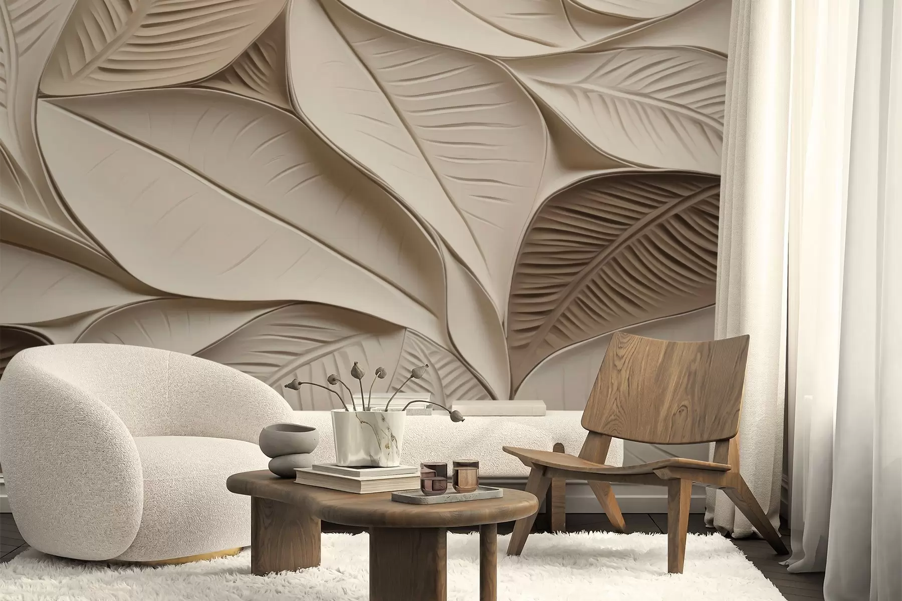 fotószőnyeg Absztrakt levelek erekkel w05209