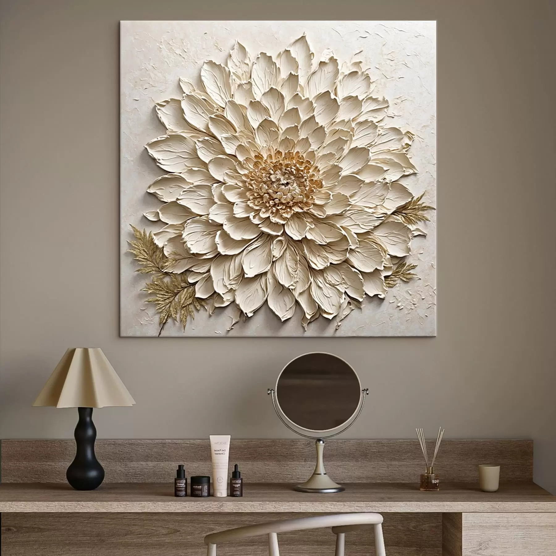 fotótapéta Texturált virág krémes árnyalatokban s47259