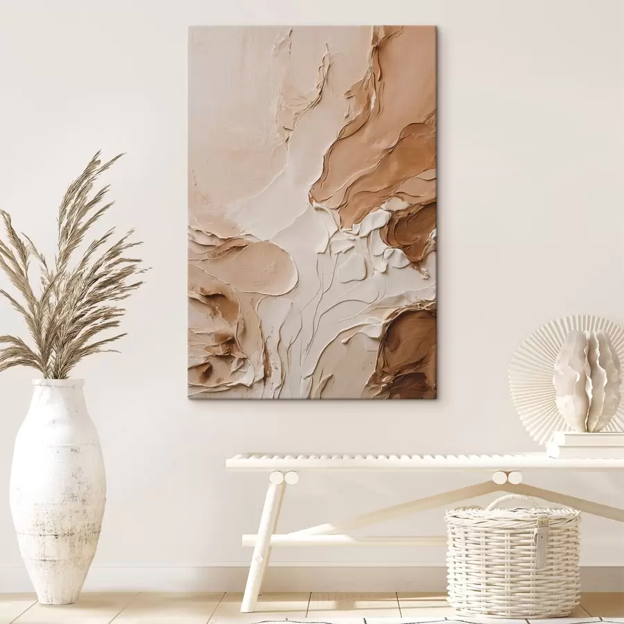 fotótapéta Bézs színű, sima vonalakkal texturált ecsetvonások s47274