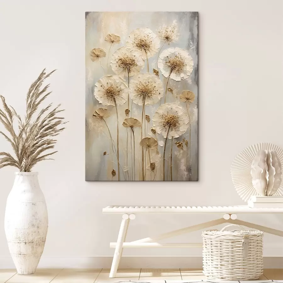 fotótapéta Magas krém színű virágok világos háttér előtt s47282