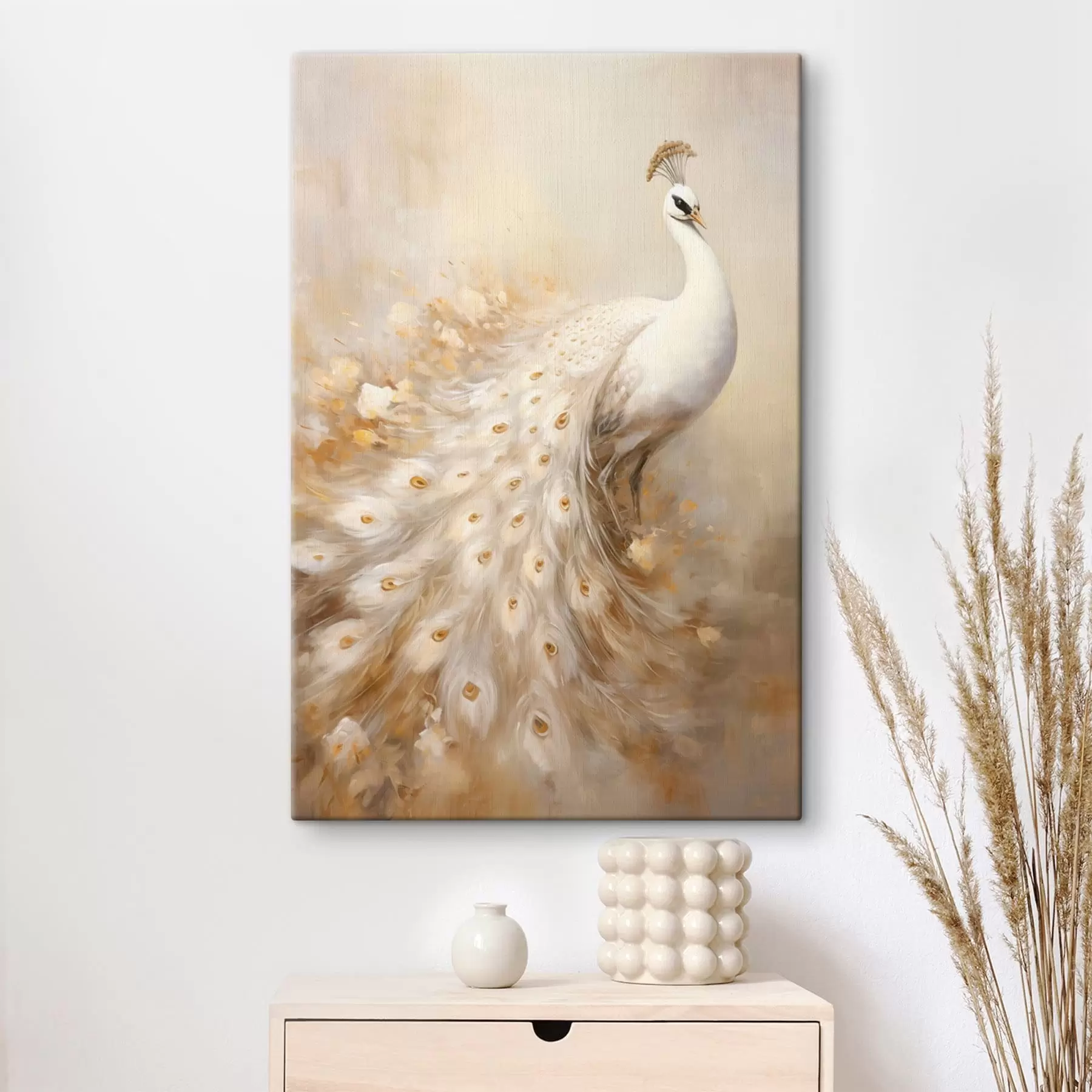 fotótapéta Könnyű madár hosszú farokkal, légies színekben s47309