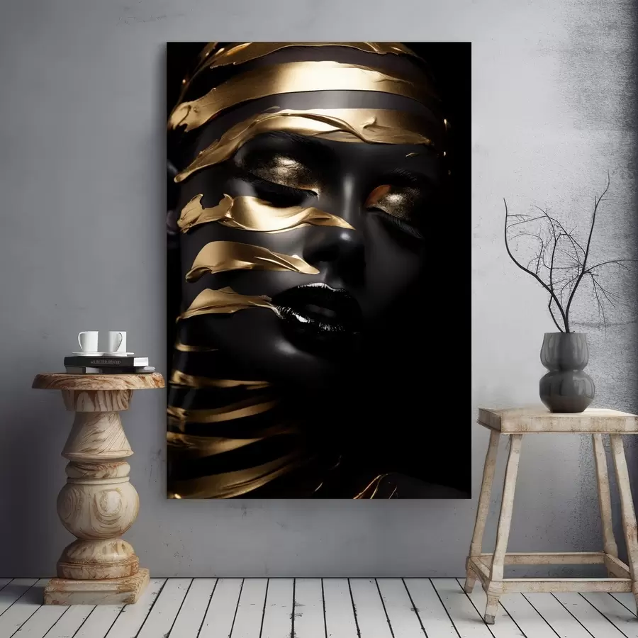 fotótapéta Sötét tónusú és csíkos arc s47321