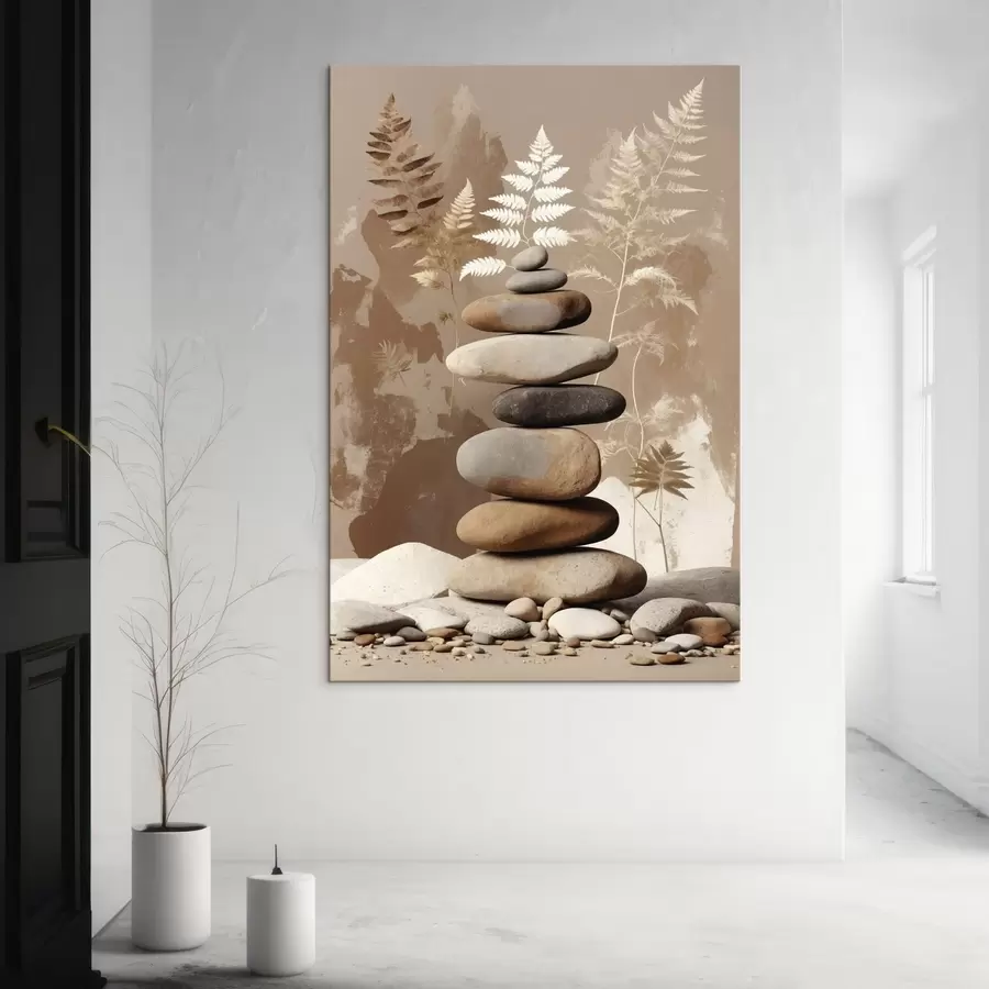 fotótapéta Sima kövek halmaza botanikai háttérrel s47764