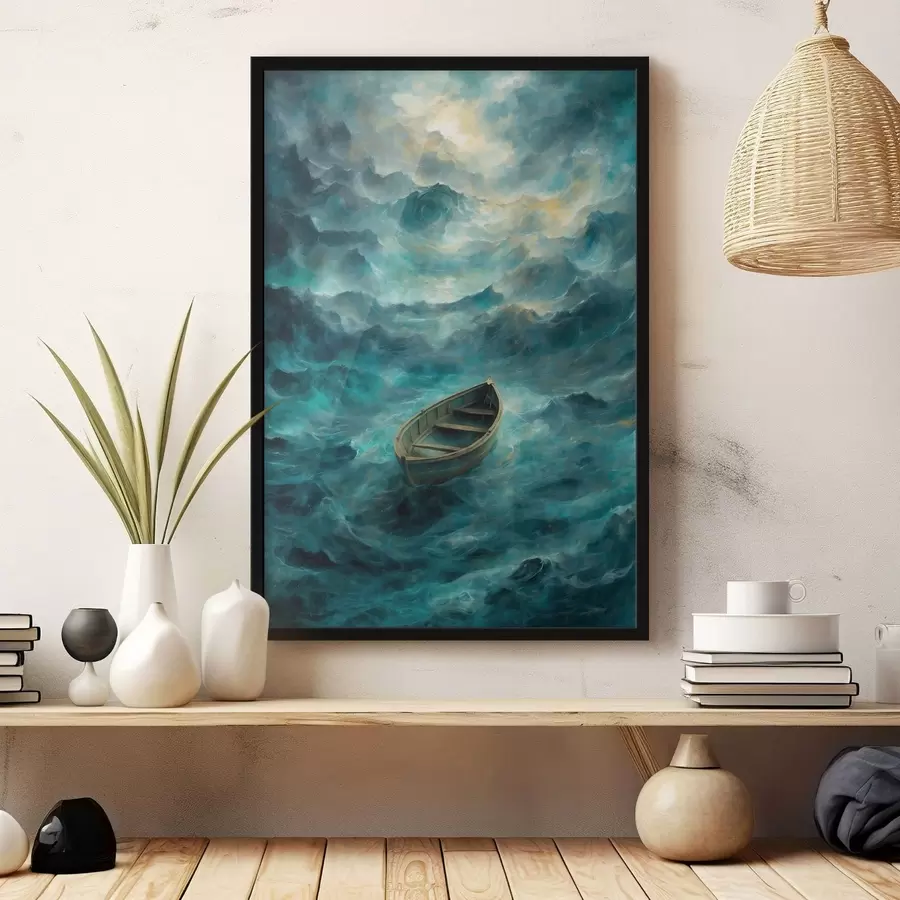 fotószőnyeg Hajó a viharos tenger hullámai között f47272