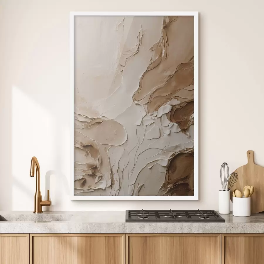 fotószőnyeg Bézs színű, sima vonalakkal texturált ecsetvonások f47274