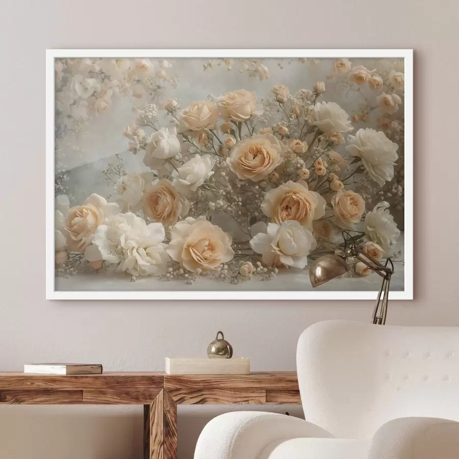 fotószőnyeg Finom krémes rózsák egy nagy kompozícióban f47279
