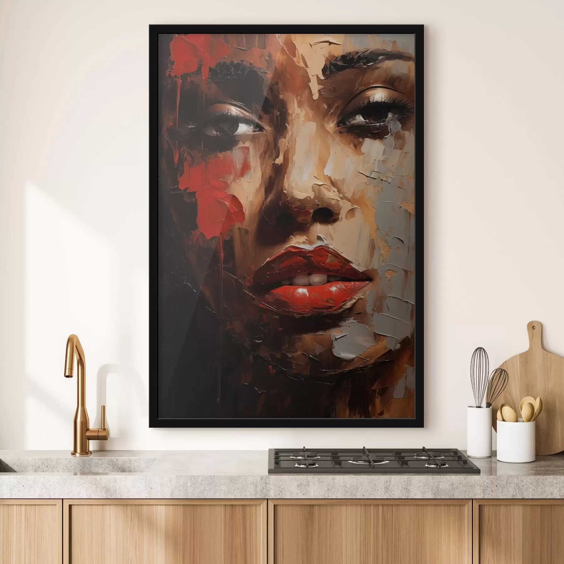 fotószőnyeg Élénk női portré vörös akcentussal f47293