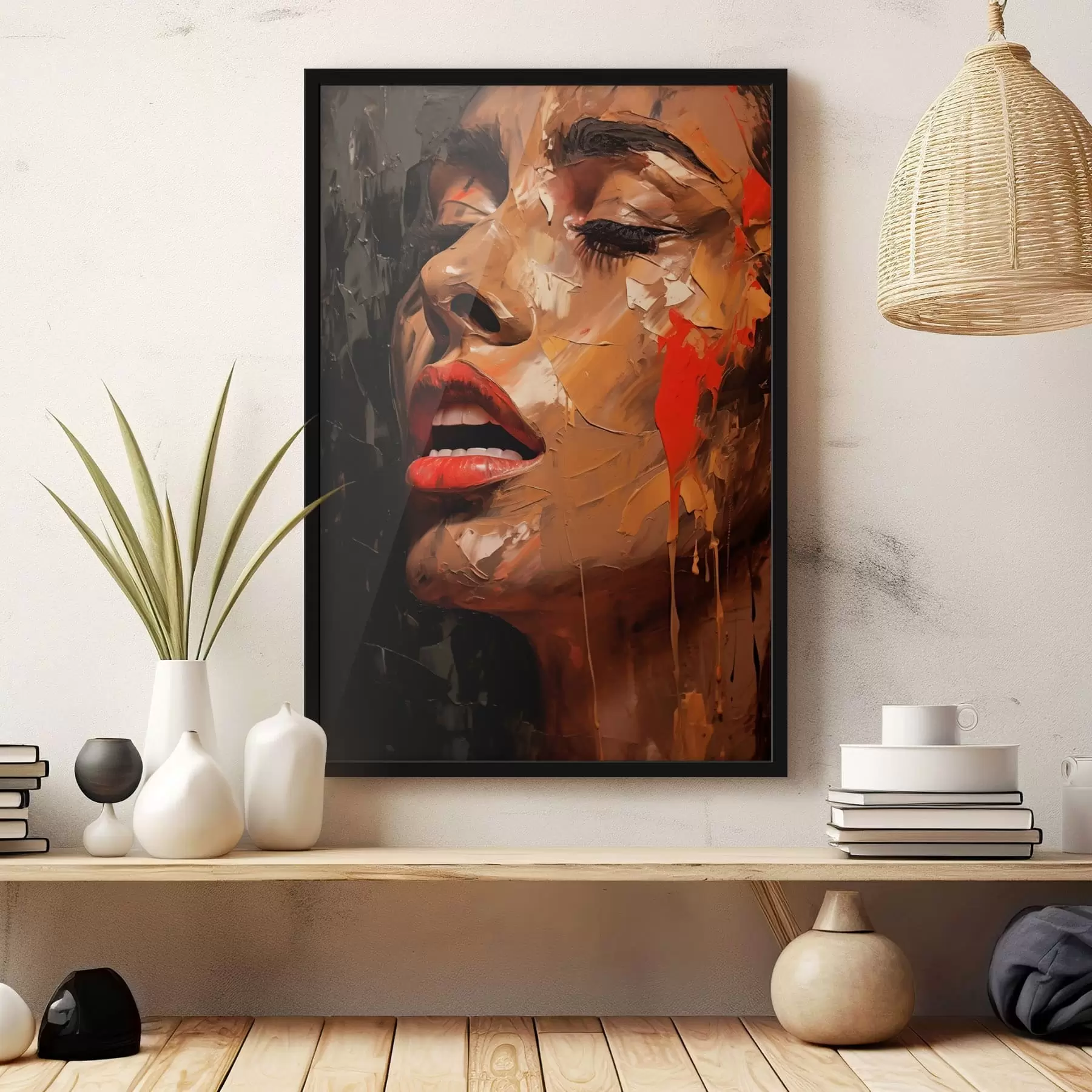 fotószőnyeg Női portré meleg ecsetvonásokkal és vörös tónusokkal f47294