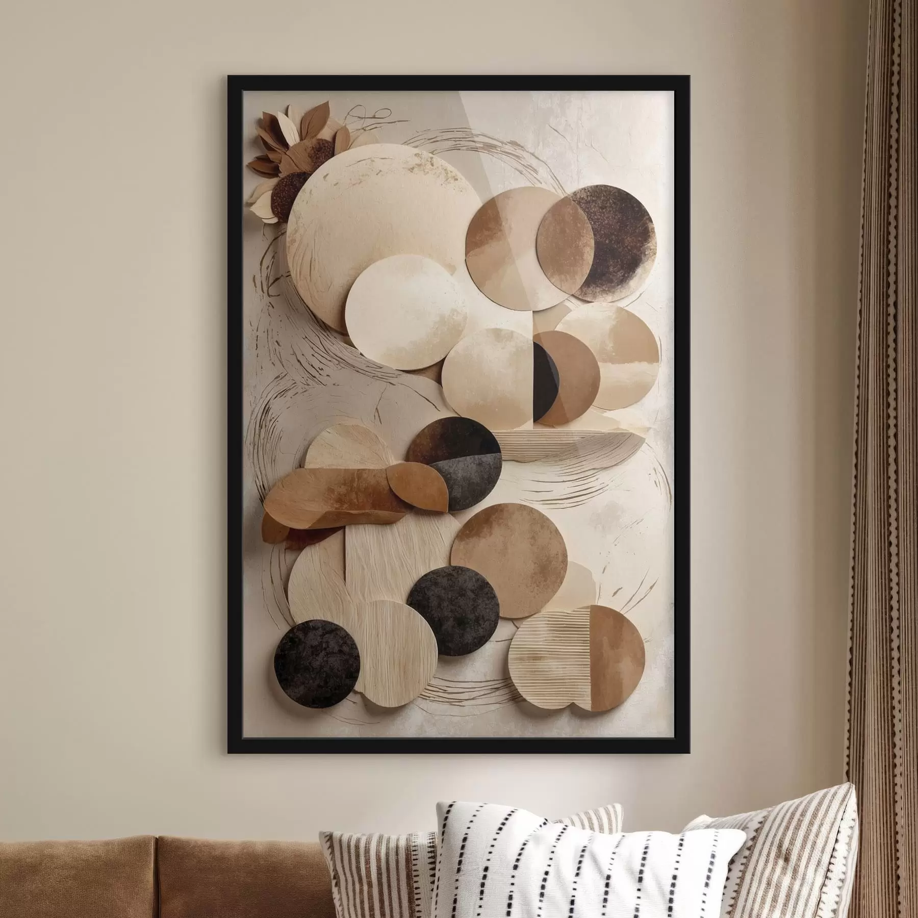 fotószőnyeg Kerek formák kompozíciója meleg tónusokban f47751