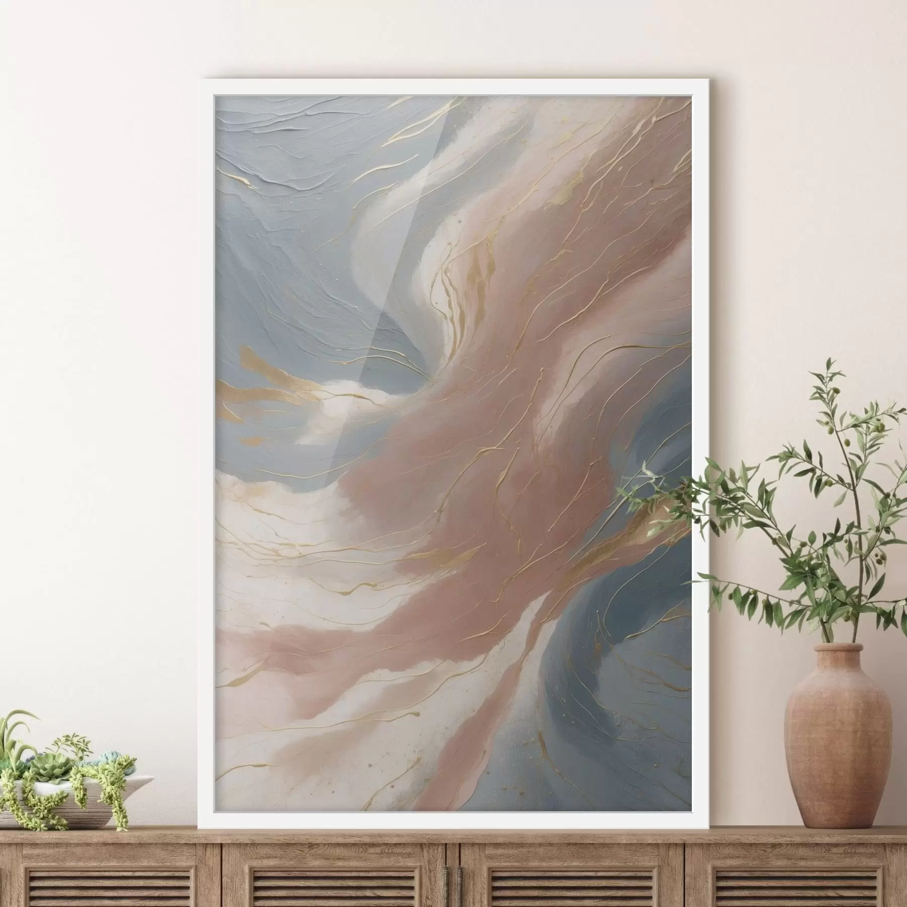 fotószőnyeg Absztrakt hullámok lágy kék és rózsaszín árnyalatokban f47753