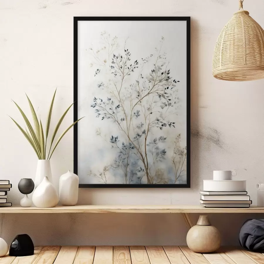 fotószőnyeg Finom ágak apró levelekkel világos háttér előtt f47763