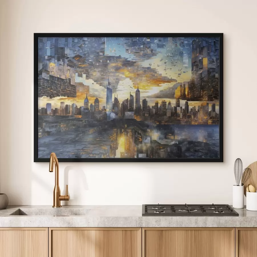 fotószőnyeg Fantasztikus városi tájkép töredezett éggel f47768