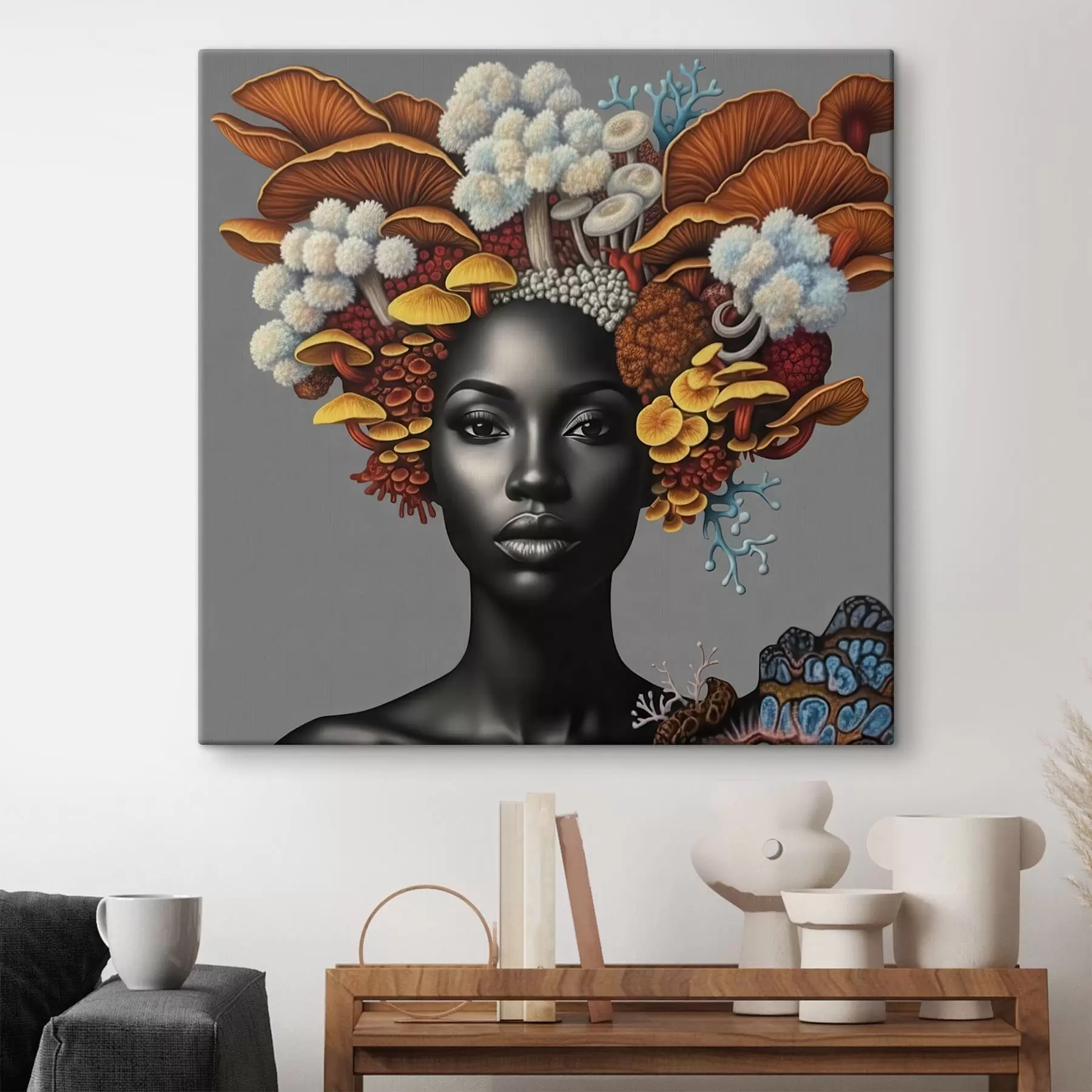 fotótapéta Portré egy gombákkal rendelkező nőről s47788