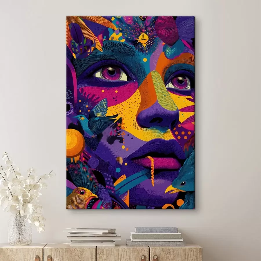 fotótapéta Pszichedelikus portré madarakkal s47790