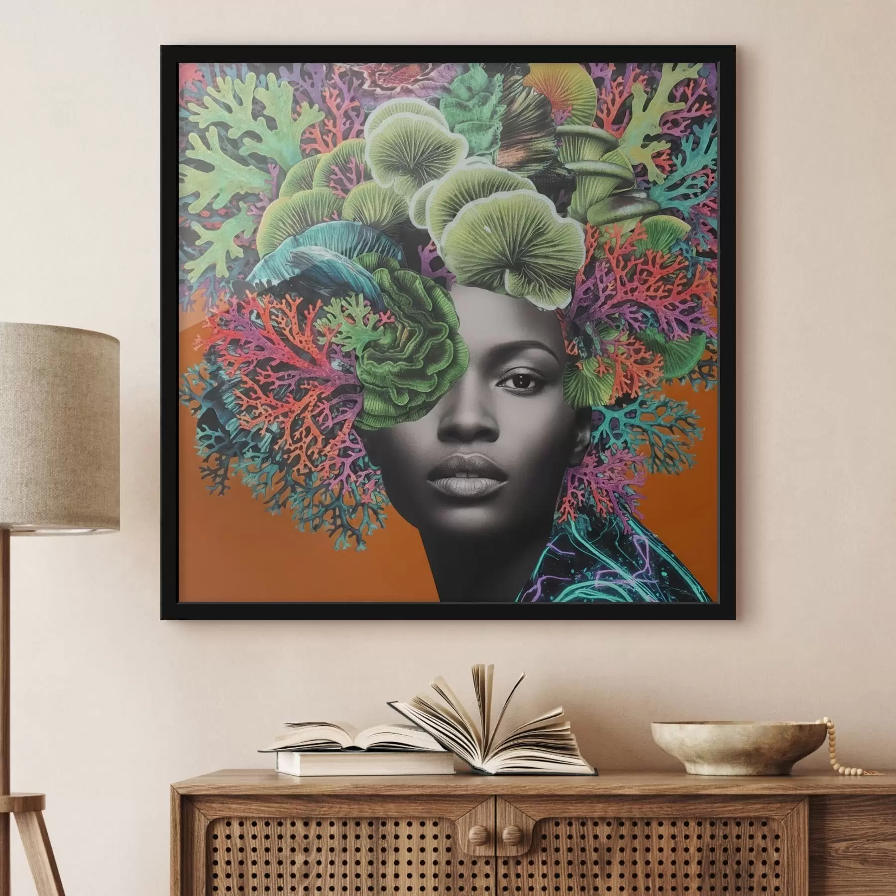 fotószőnyeg Pszichedelikus portré gombákkal f47787