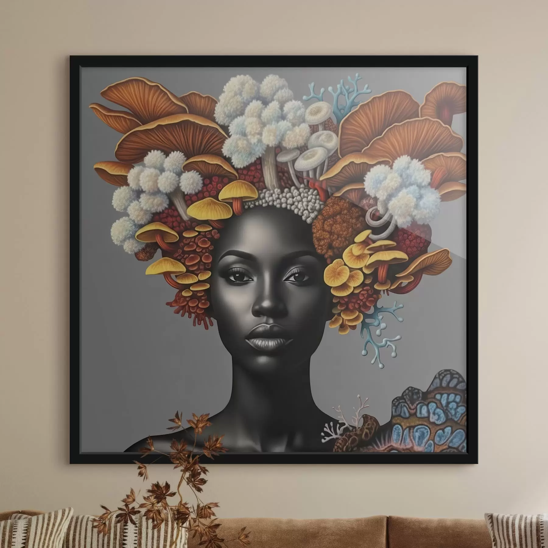 fotószőnyeg Portré egy gombákkal rendelkező nőről f47788