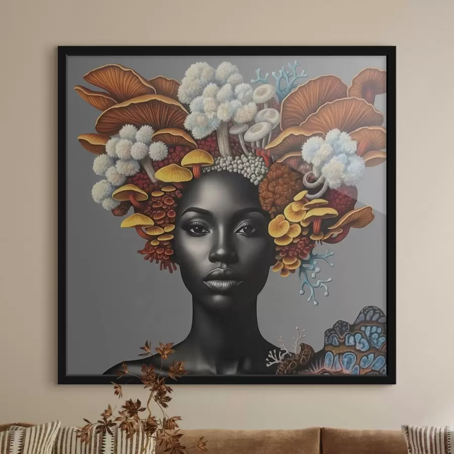 fotószőnyeg Portré egy gombákkal rendelkező nőről f47788