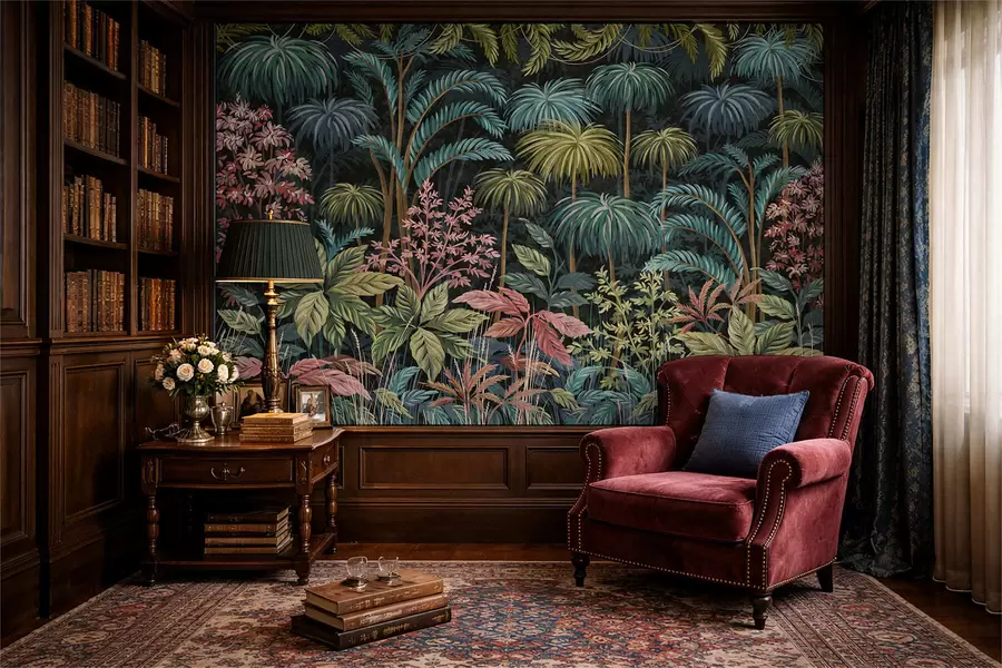 fotószőnyeg Sűrű trópusi lombozat nagy levelekkel w05116