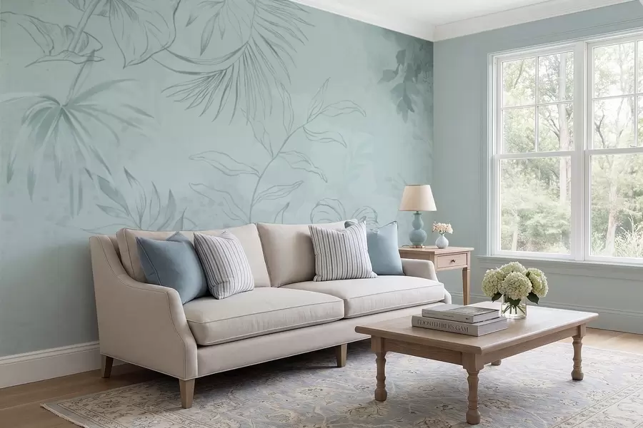 fotószőnyeg Lineáris növények puha zöldes háttér előtt w05128v1