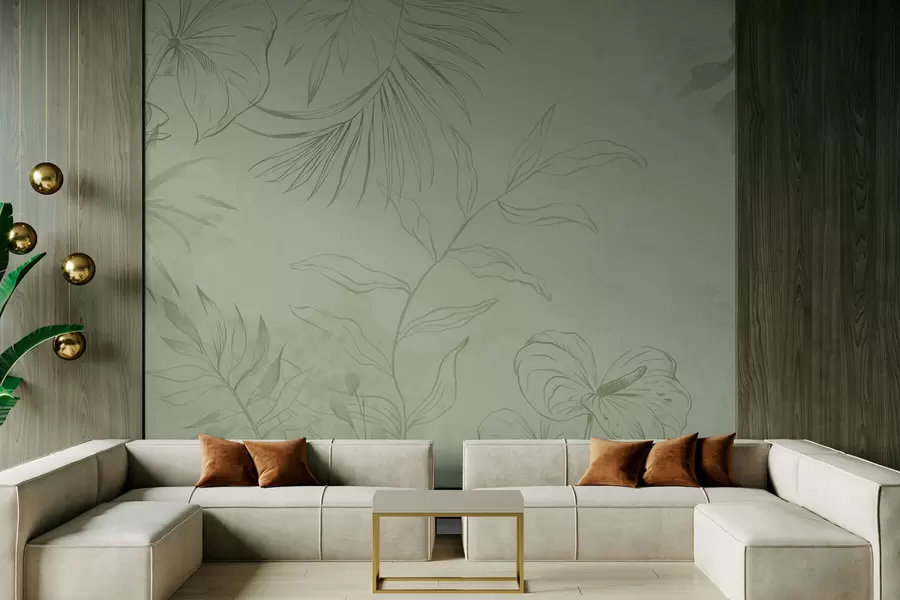 fotószőnyeg Lineáris növények hűvös kék háttér előtt w05128v2