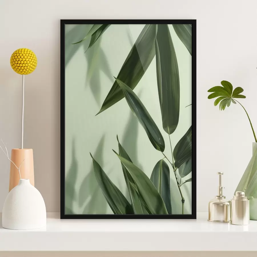 fotószőnyeg Bambuszlevelek világos háttér előtt f47815