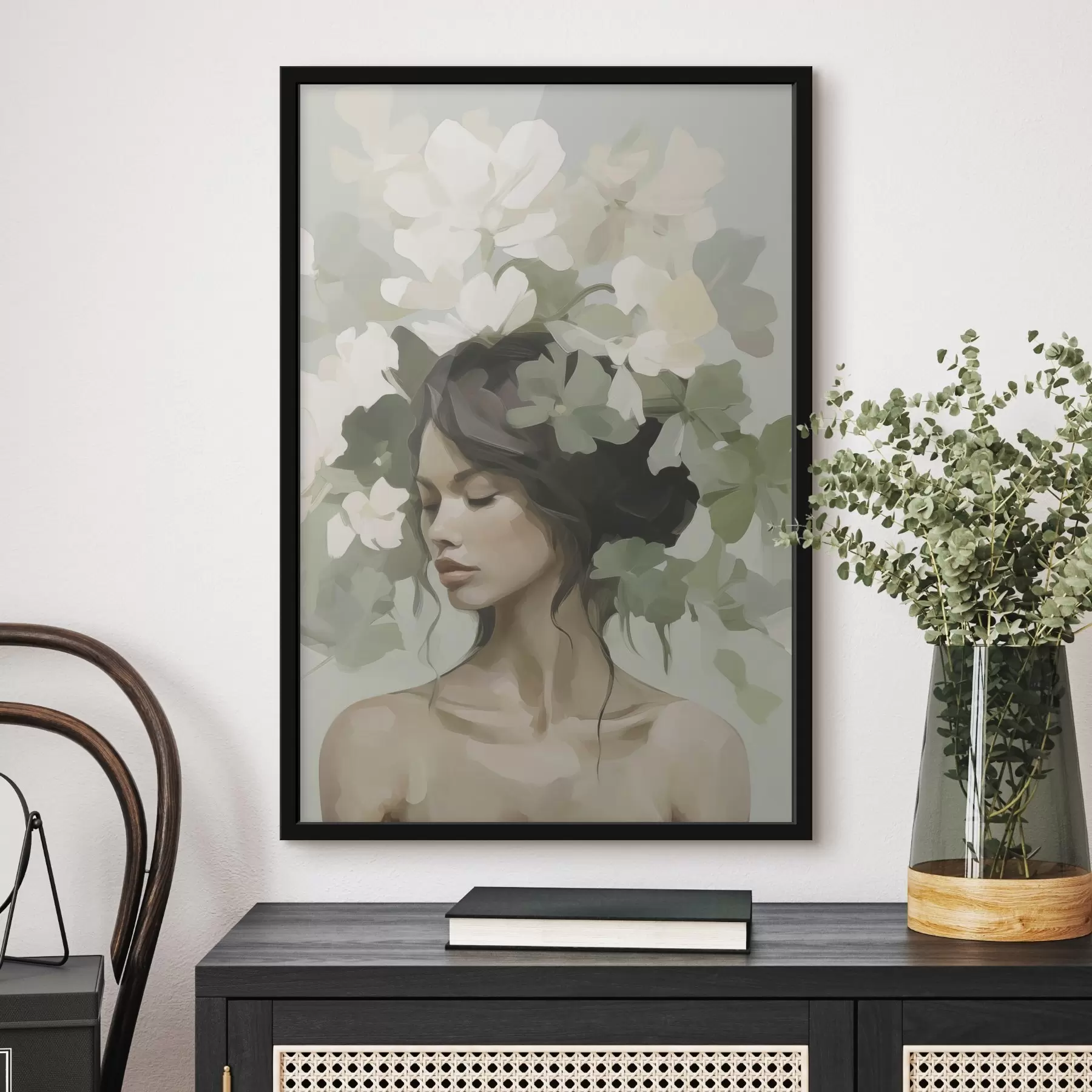 fotószőnyeg Virágkoszorúban lévő lány portréja f47807