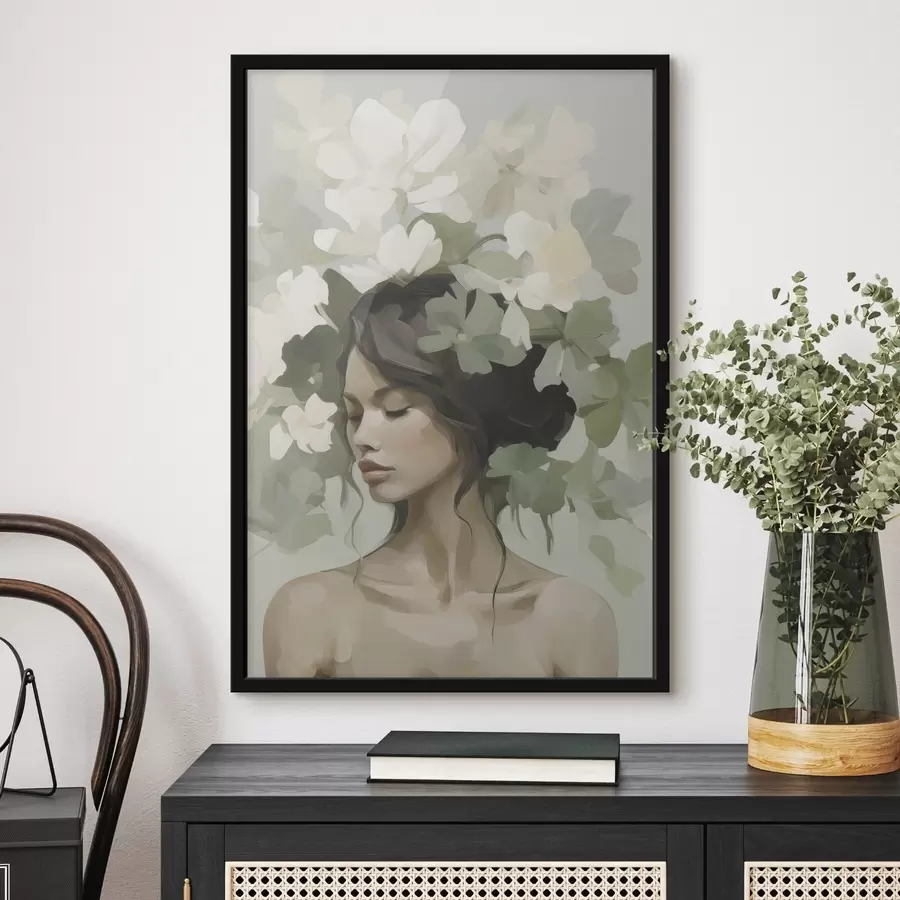 fotószőnyeg Virágkoszorúban lévő lány portréja f47807