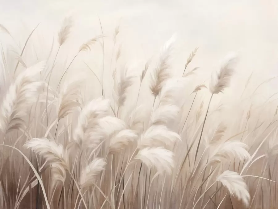 fotószőnyeg Magas, texturált pampas fű puha, meleg, semleges tónusokban, homályos, világos háttérrel w09637