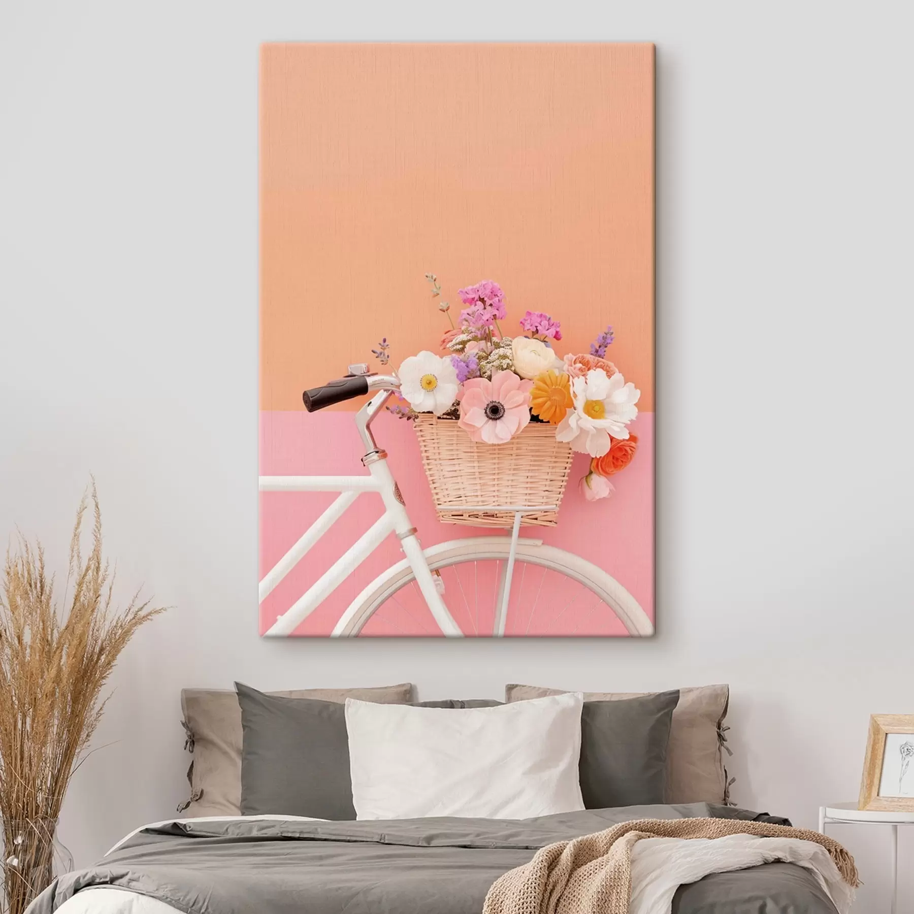 fotótapéta Provence-i stílusú virágkosár, kerékpár s47895