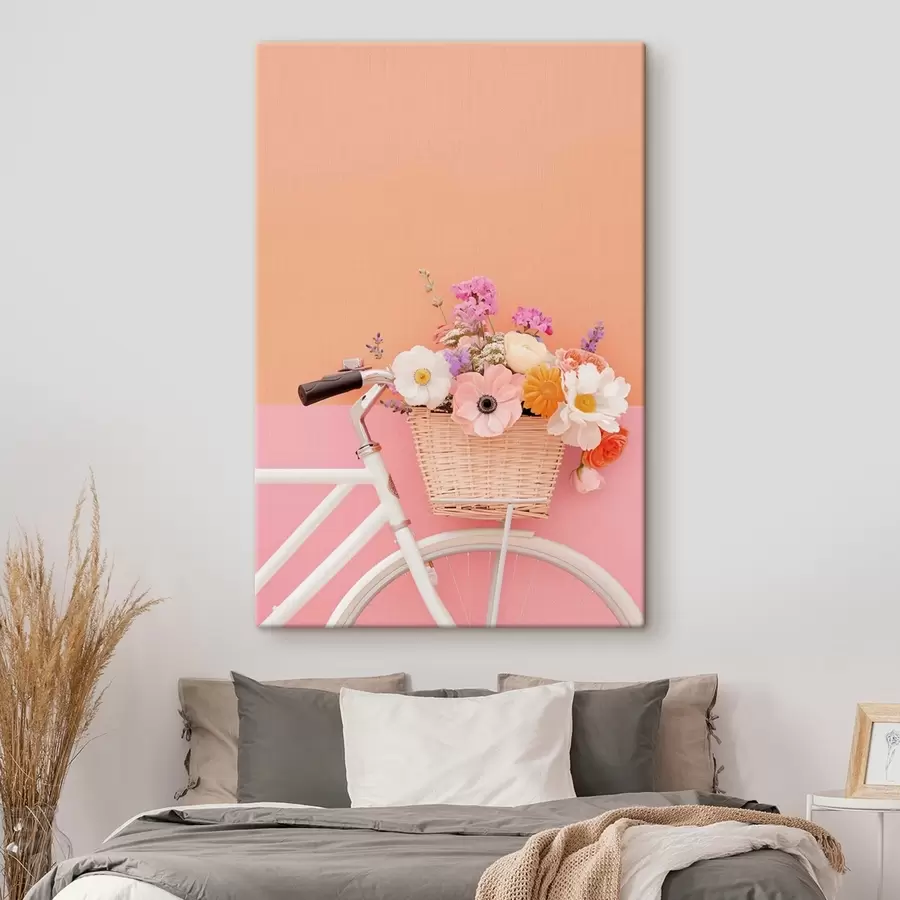 fotótapéta Provence-i stílusú virágkosár, kerékpár s47895