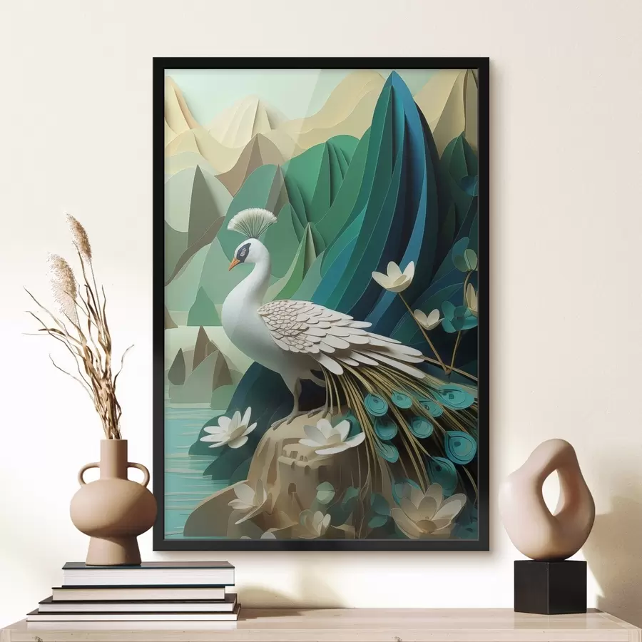 fotószőnyeg Páva zöld háttér előtt f47901