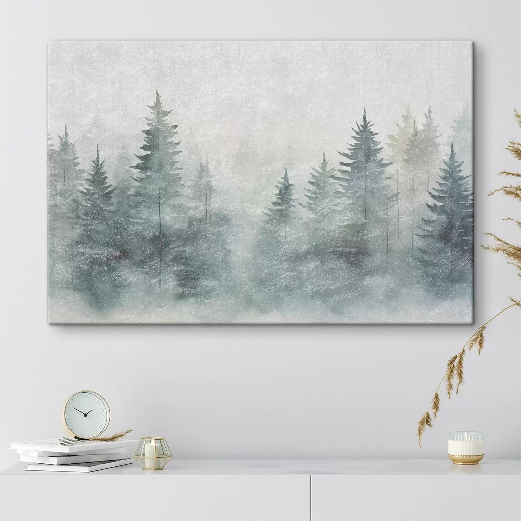 fotótapéta Tűlevelű erdő, grunge stílusban s47894