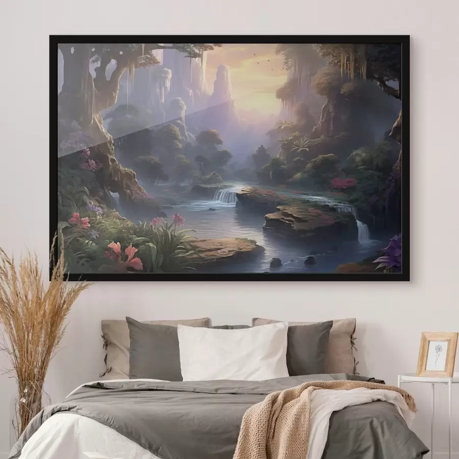 fotószőnyeg Vízesések egy mesebeli erdőben f47893