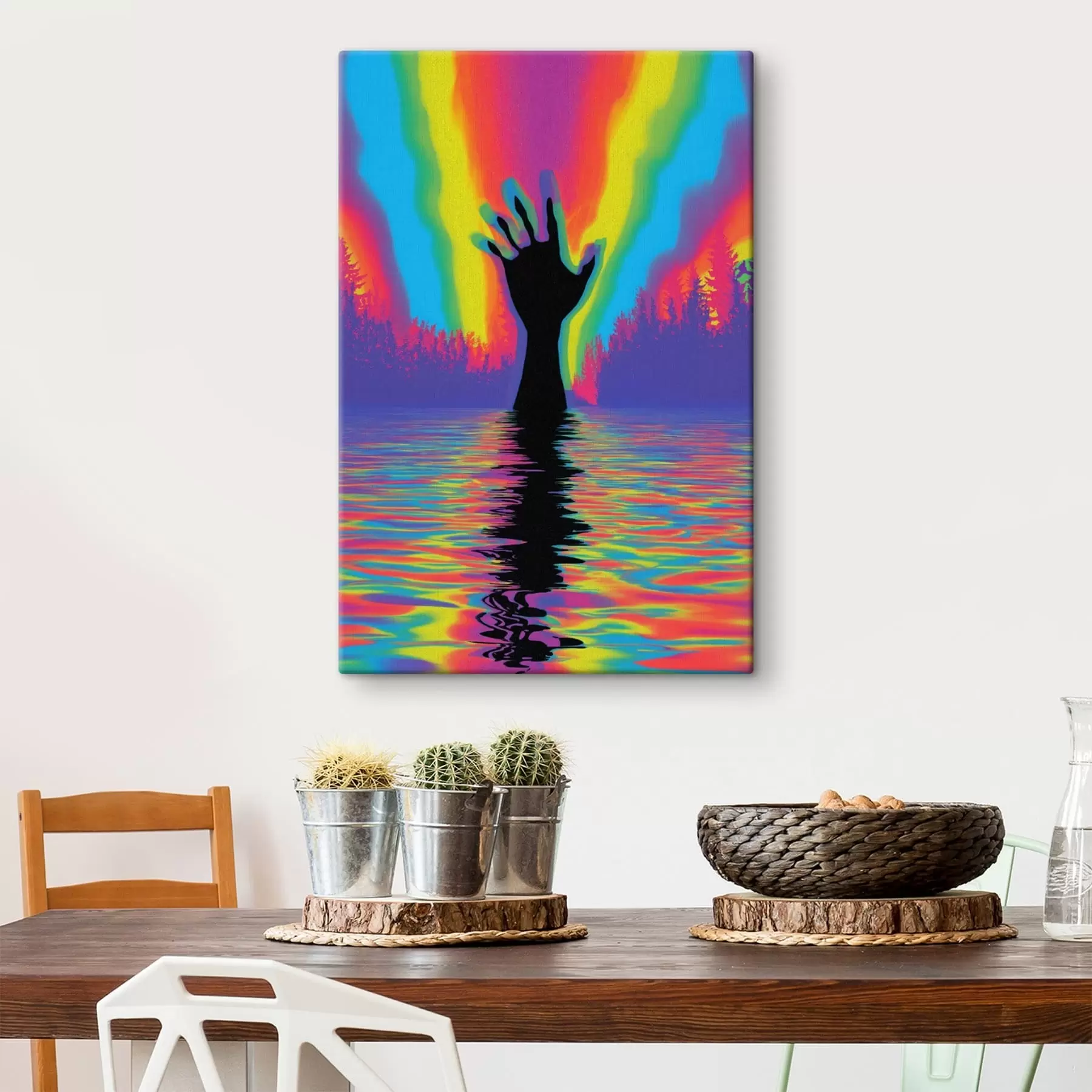 fotótapéta Kéz sziluettje a víz felett s47903